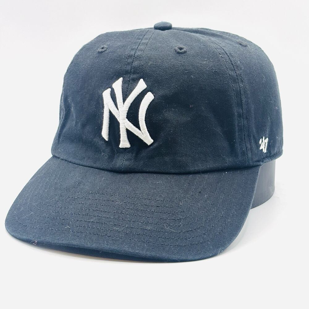 New York Yankees 47 Brand Adjustable 100% Cotton Black Hat Cap MLB Embroidered